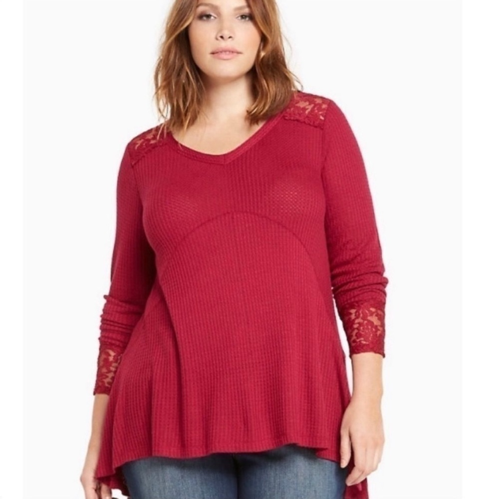 Torrid long sleeved waffle weave blouse